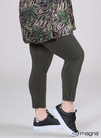 Magna Button Detail Legging Khaki