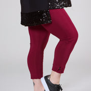 Magna Button Detail Legging Wine Red