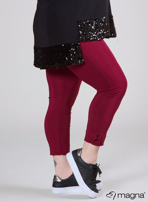 Leggings mit Magna-Knopfdetails, Weinrot