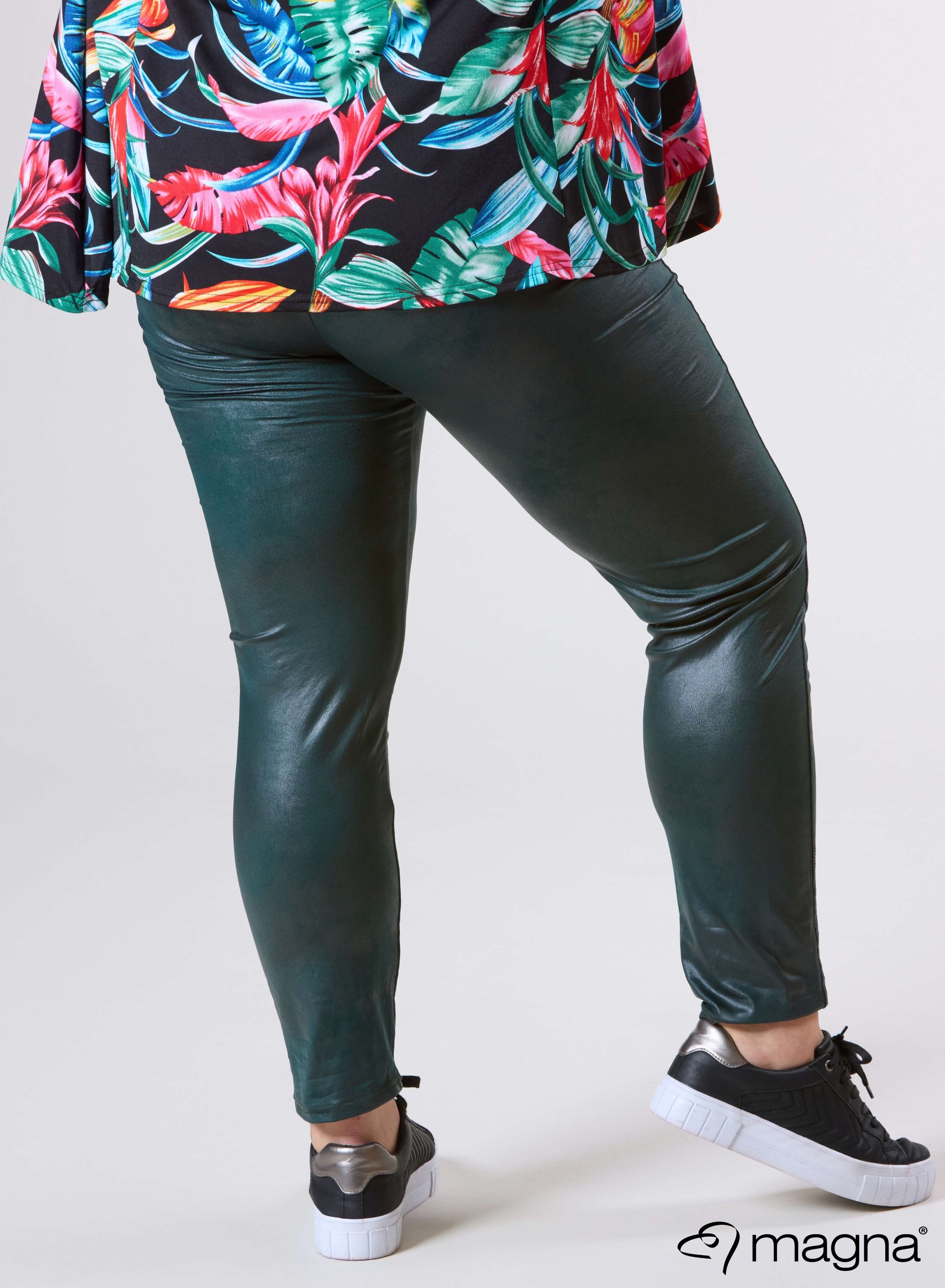 F-0023 - Schmale Leggings - Leder L Flaschengrün