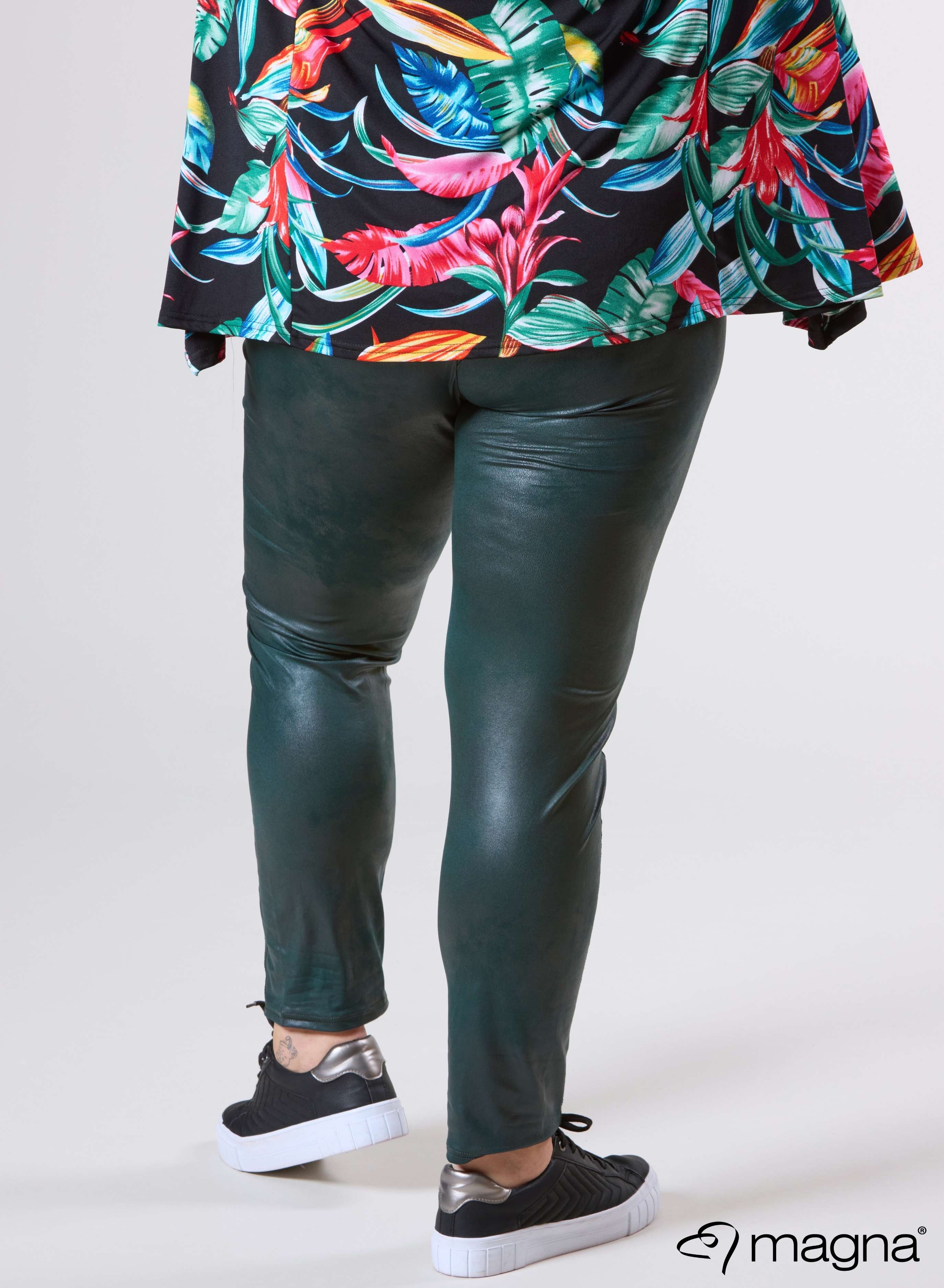 F-0023 - Schmale Leggings - Leder L Flaschengrün
