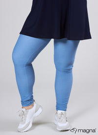 Magna Stretch Denim Legging met hoge taille, donker hemelsblauw