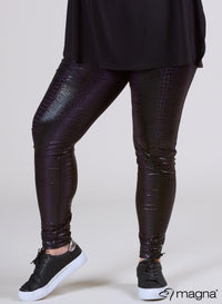 Magna Geprinte Legging Leerlook Krokodil Paars