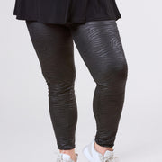 Magna Printed Legging Leather Look Donkerzwart Zebra