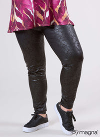 Magna Printed Legging Leather Look Crush Design Zwart