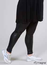Magna Legging met leerlook, zwart