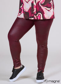 Magna Leather Look Legging Wine Red