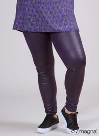 Magna Leather Look Legging Dark Purple