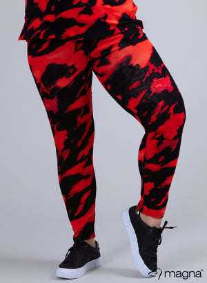 Magna Viskose-Leggings Tie Dye Rot Schwarz