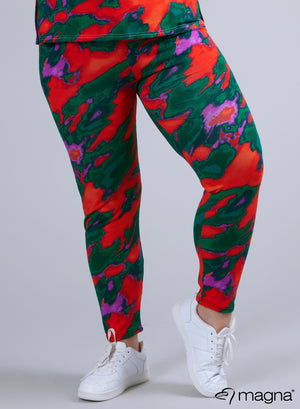 Magna Viskose-Leggings Tie Dye Grün Orange