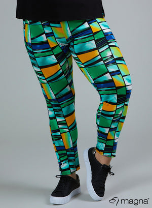F-0031 - Viskose Bedruckte Basic Legging Art Grün Aqua