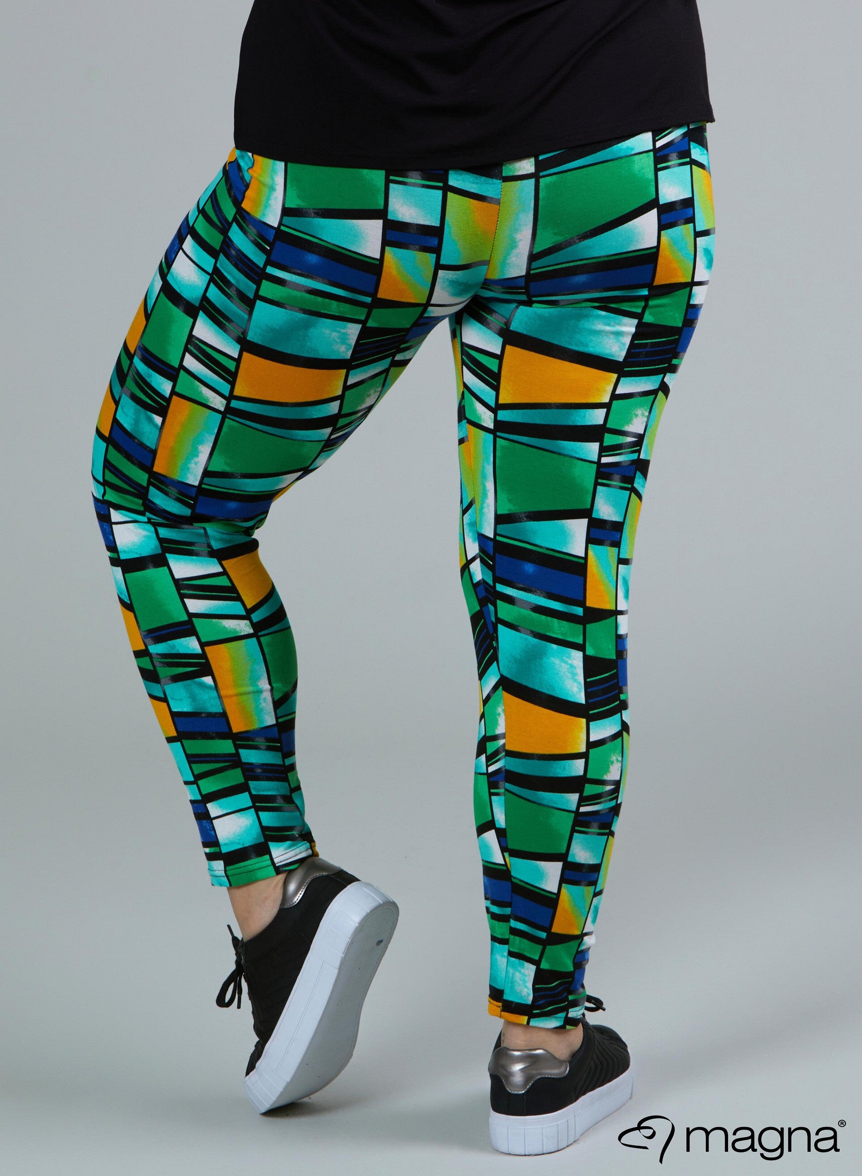 F-0031 - Viskose Bedruckte Basic Legging Art Grün Aqua