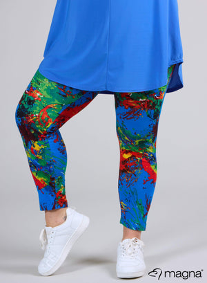 Magna Viskose-Leggings Paint Splash Blau