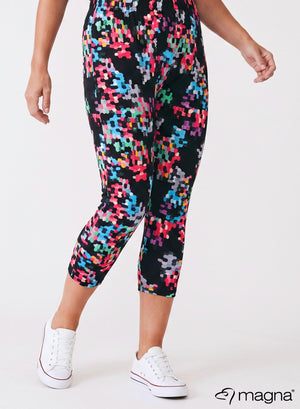 F-0031 - Viskose bedruckte Basic-Leggings Rainbow Faded Blocks