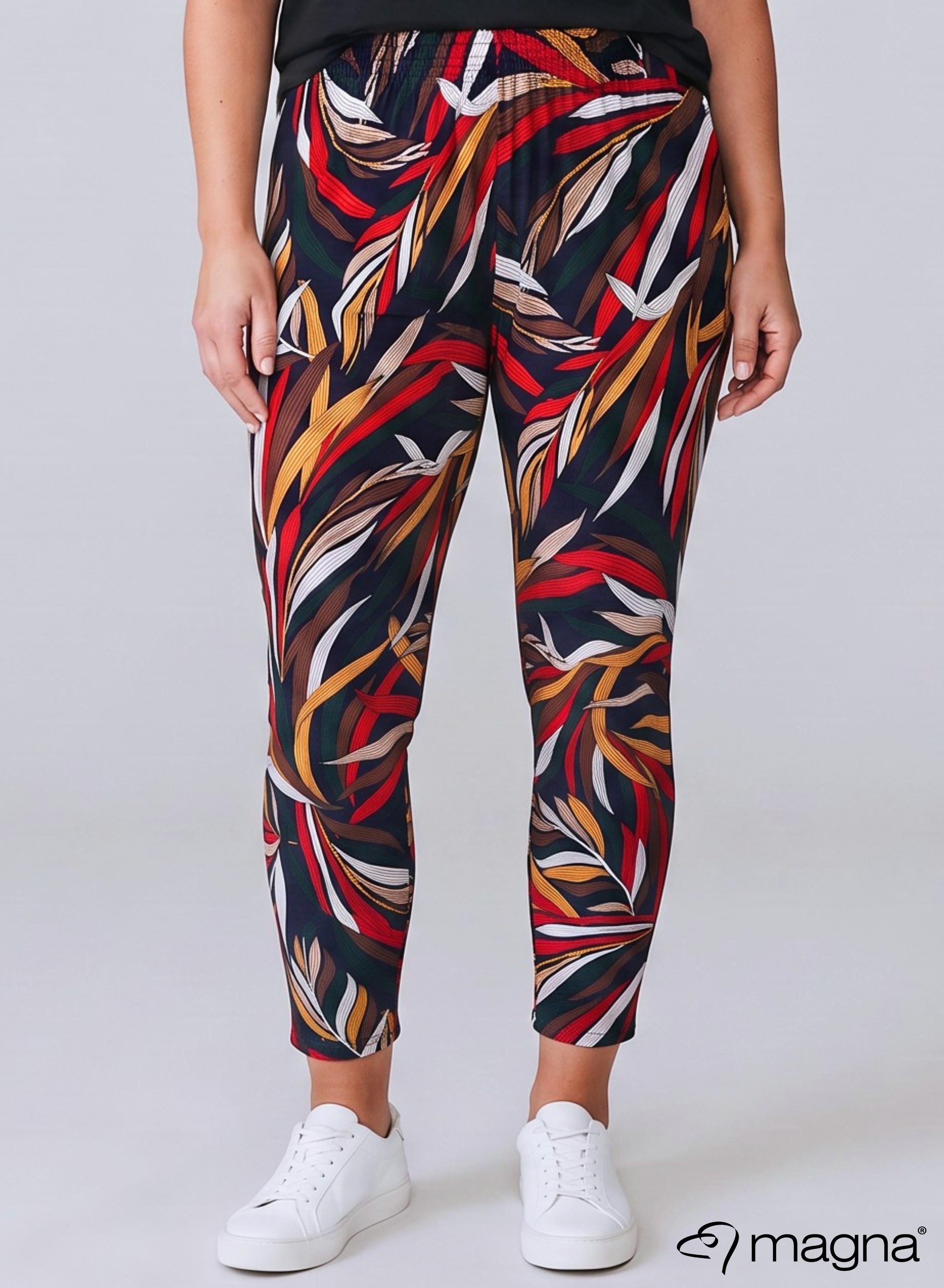 F-0031 - Viskose Bedruckte Basic Legging Mix Jungle Print Grün