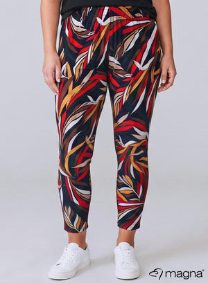 F-0031 - Viskose Bedruckte Basic Legging Mix Jungle Print Grün