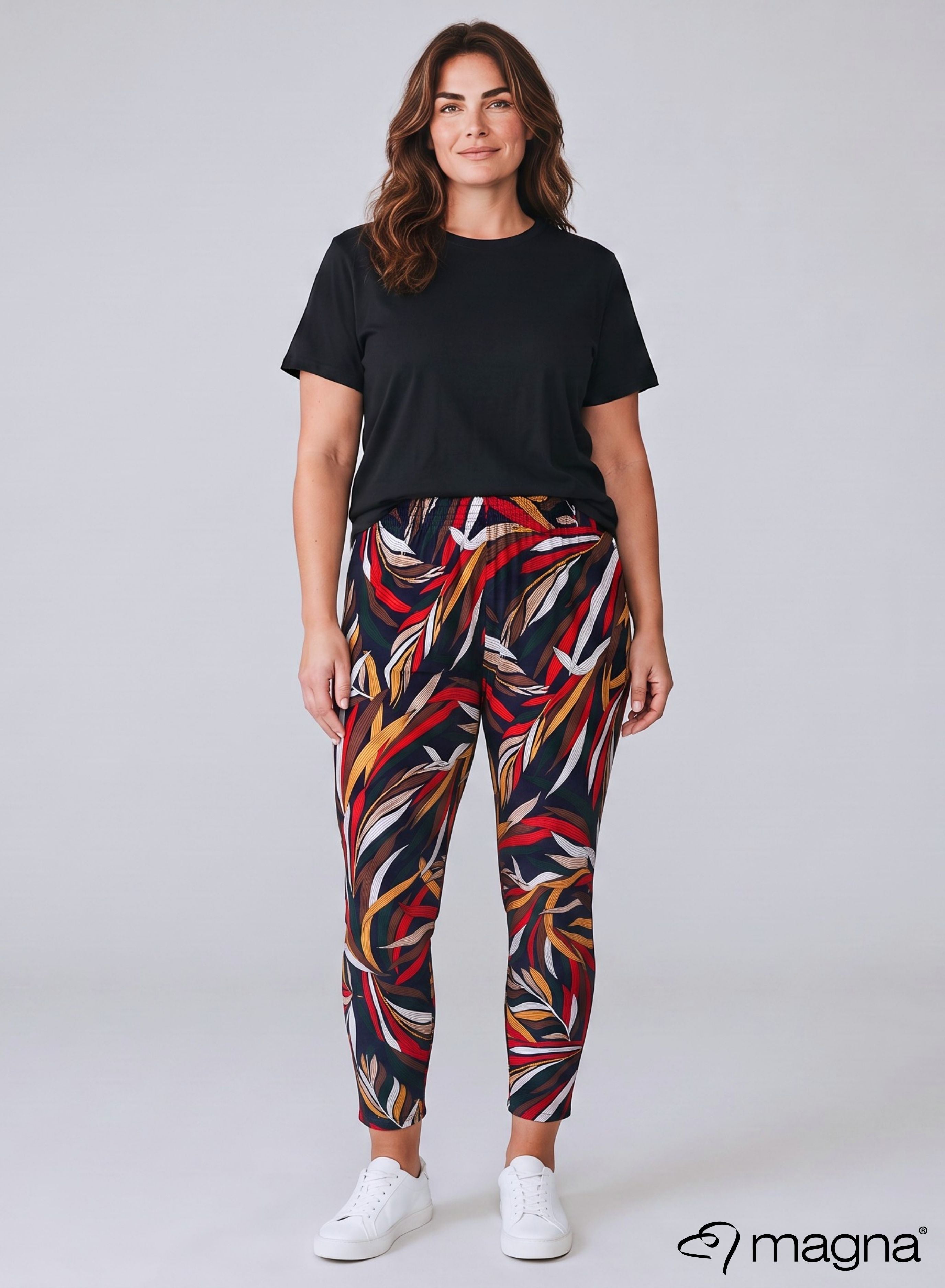 F-0031 - Viskose Bedruckte Basic Legging Mix Jungle Print Grün