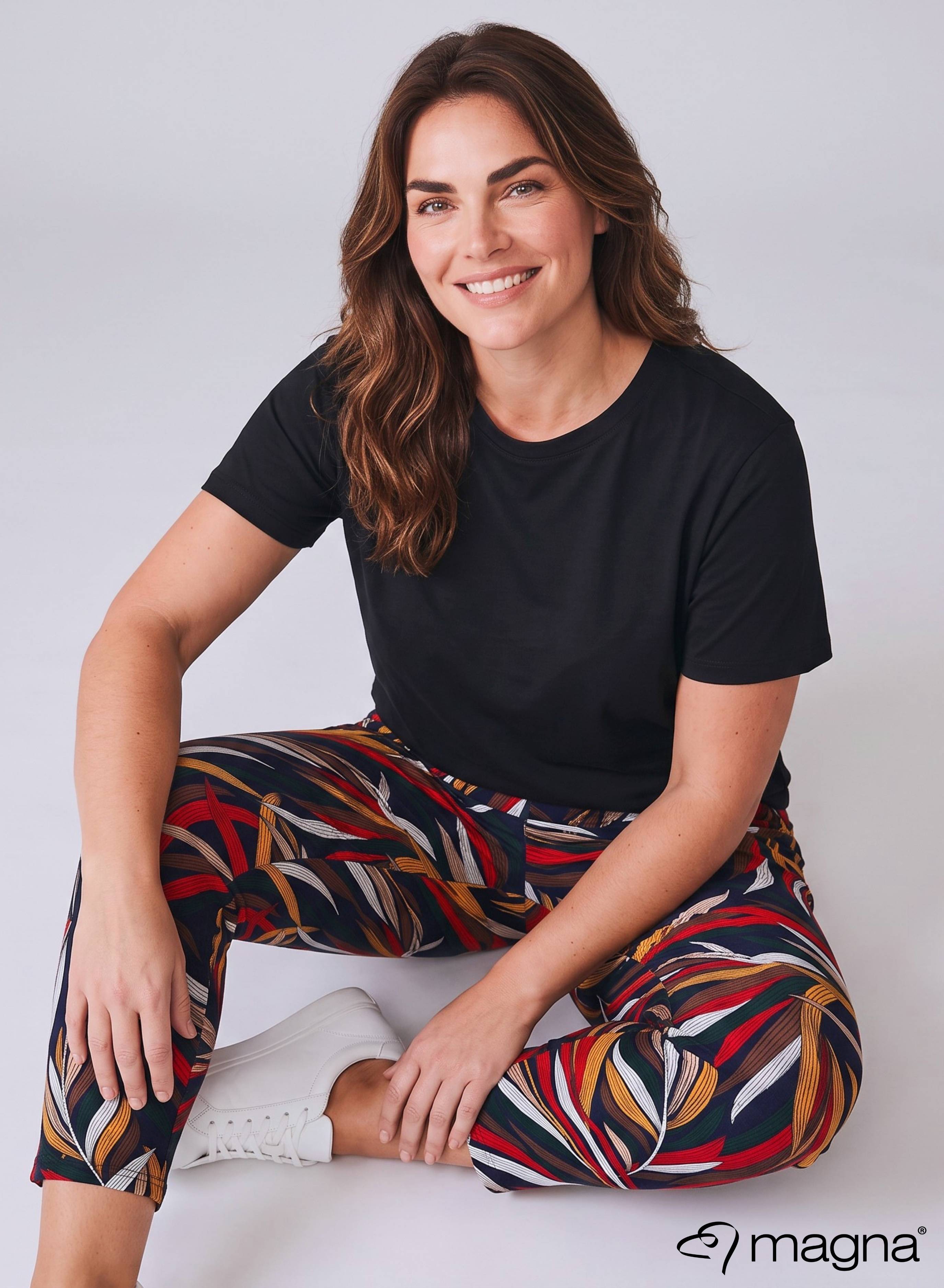 F-0031 - Viskose Bedruckte Basic Legging Mix Jungle Print Grün