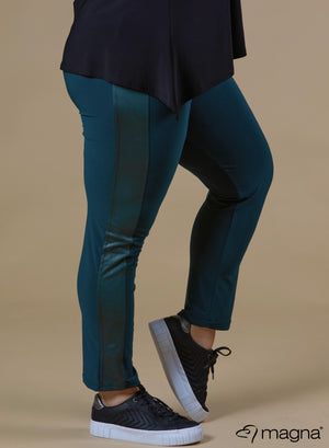 Magna Leather Look Panel Legging Flesgroen