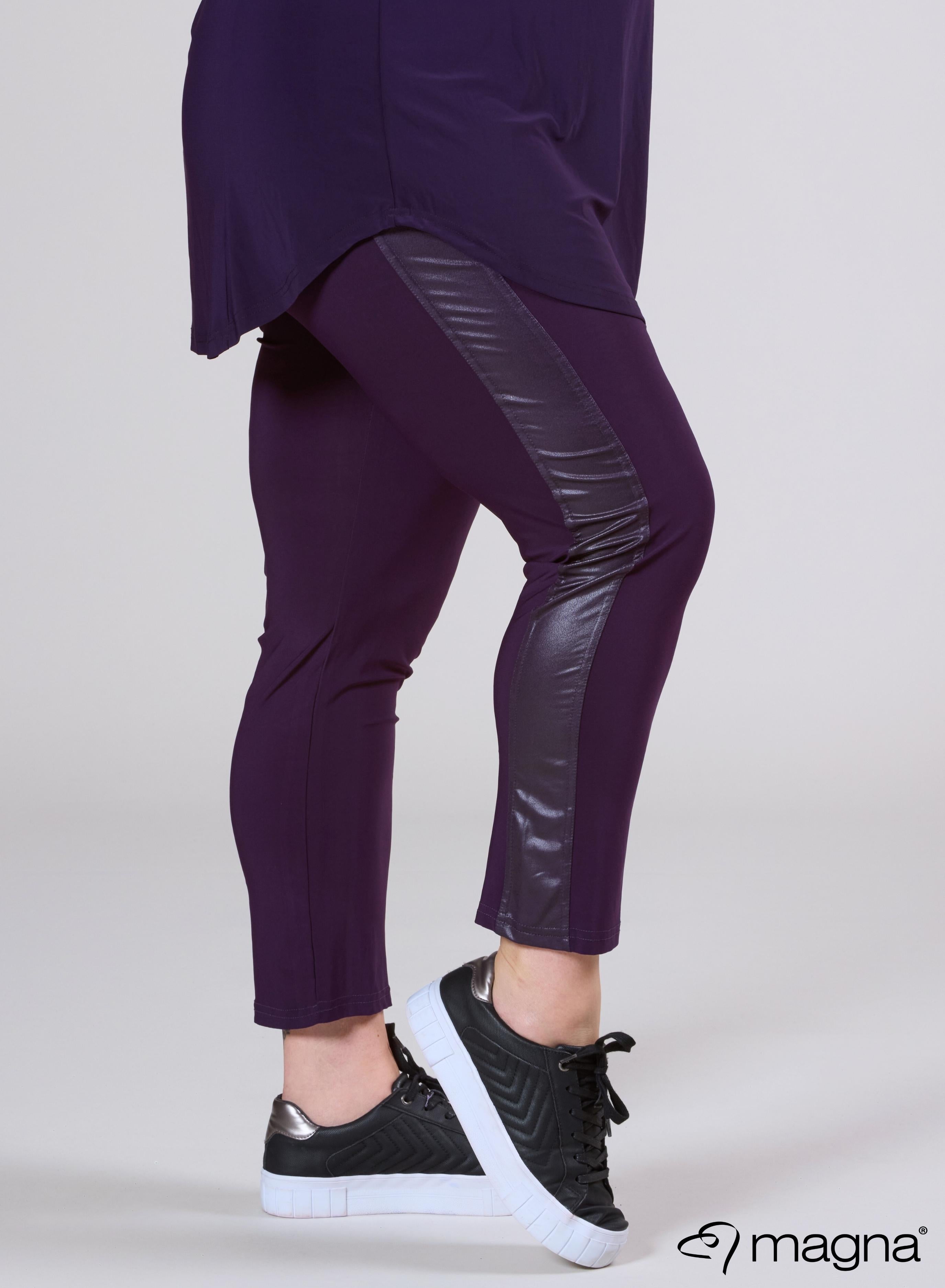 Magna Leather Look Panel Legging Dark Purple
