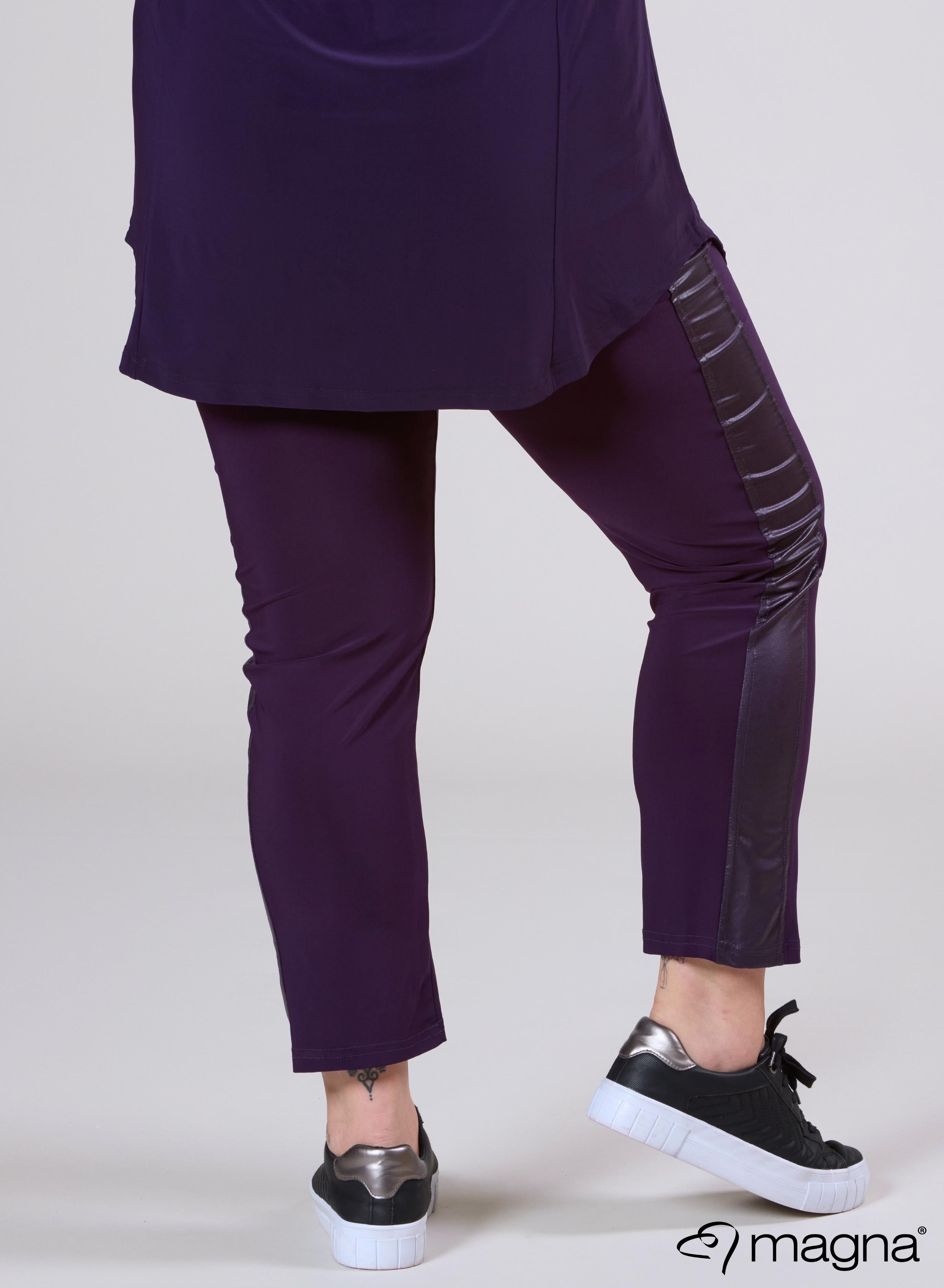 Magna Leather Look Panel Legging Dark Purple