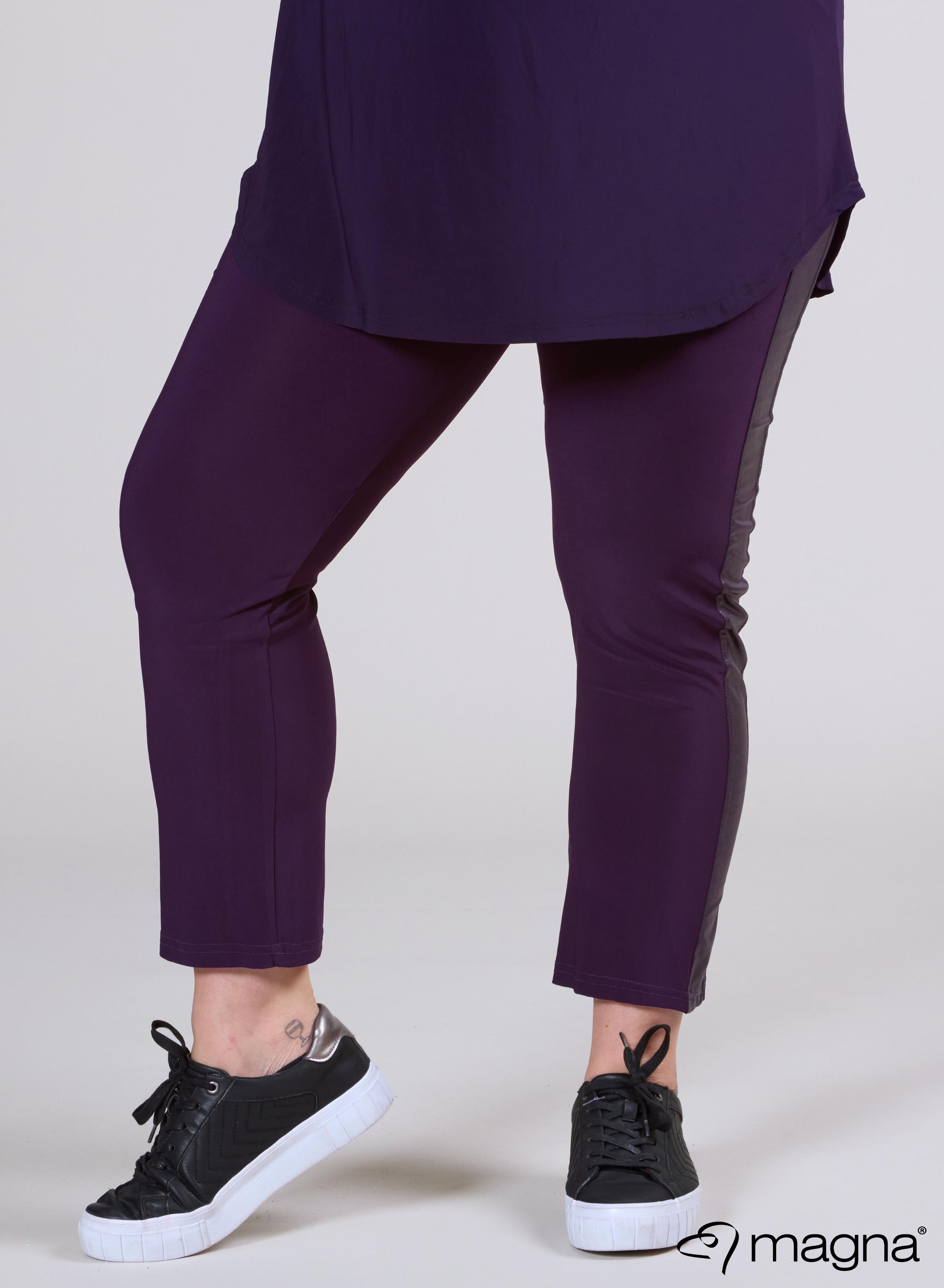 Magna Leather Look Panel Legging Dark Purple