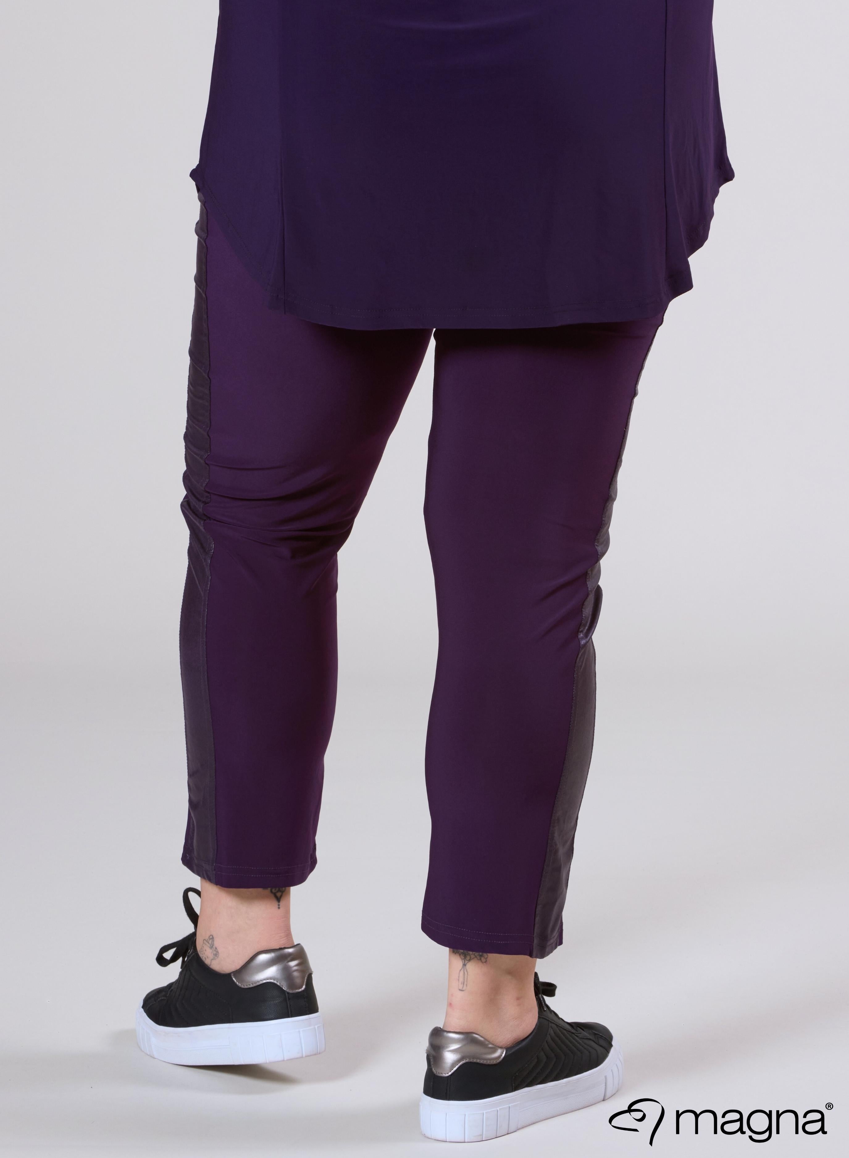 Magna Leather Look Panel Legging Dark Purple