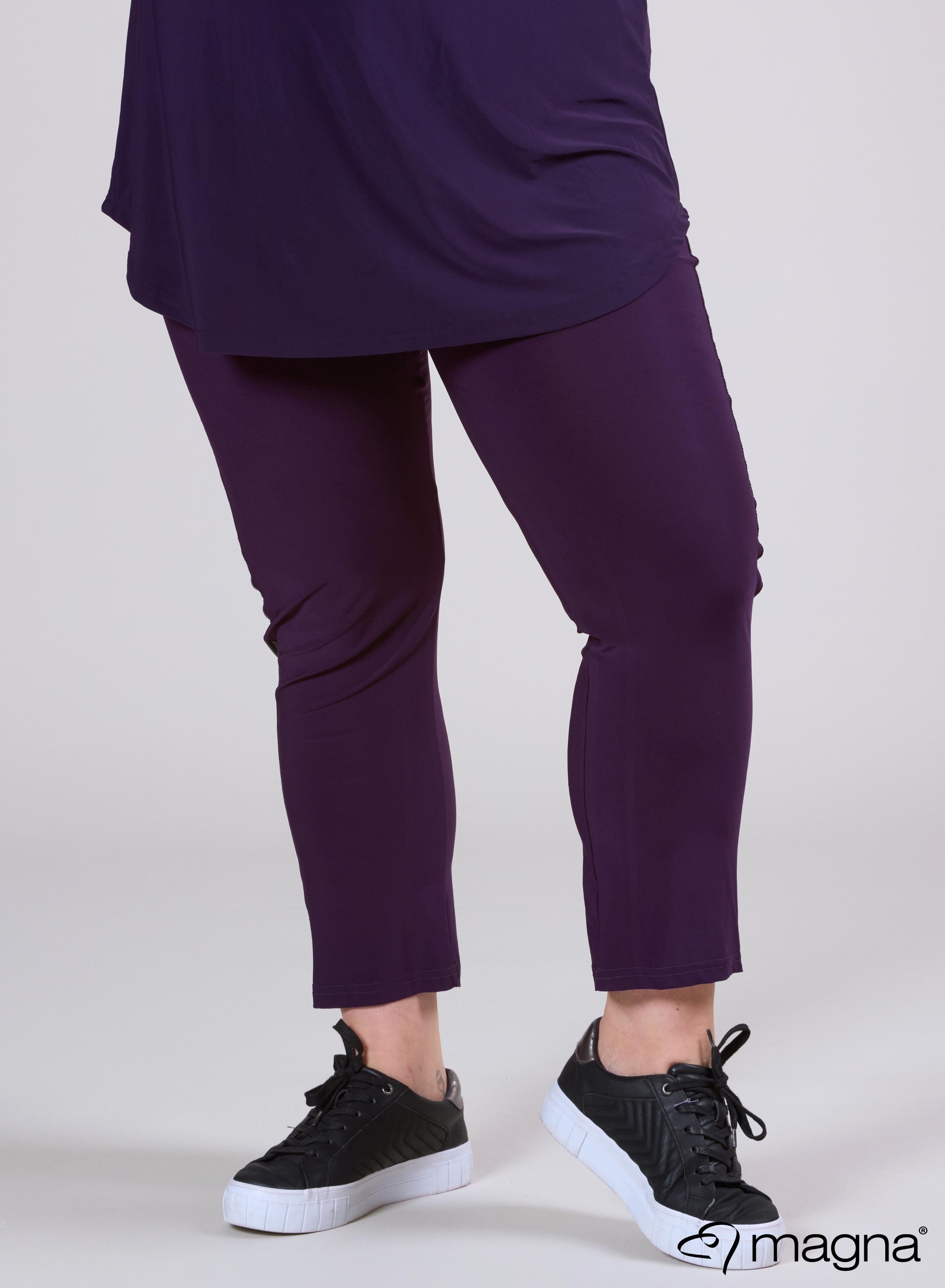 Magna Leather Look Panel Legging Dark Purple