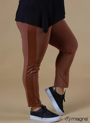 Magna Leather Look Panel Legging Camel