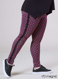 Magna High Waist Heavy Viscose Tape Legging Repeat Diamond Magenta Print