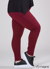 Magna Stretchy Warm Bubble Jacquard Legging Wine Red