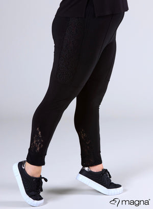 Magna Side Lace Leggings Schwarz