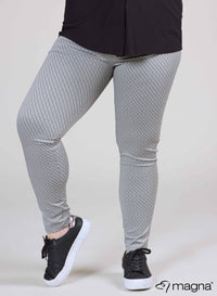 Magna High Waist Heavy Viscose Legging Diamond Pattern Silver