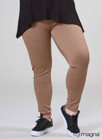 Magna High Waist Heavy Viscose Legging Diamond Pattern Camel