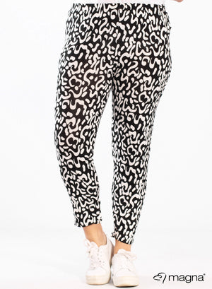 Magna Viskose-Leggings mit Wurmmuster, s/w