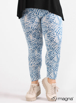 Magna Viskose-Leggings Soft Leaves Blau