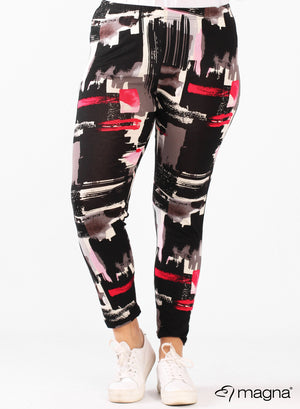 Magna Viskose-Leggings Rot Schwarz Blöcke