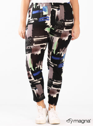 Magna Viskose-Leggings Blau Schwarz Blöcke