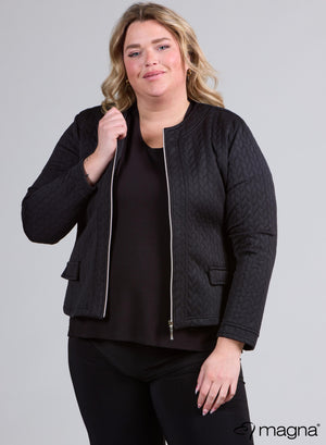 Magna Jacquard Jas met Blokjes Design Zwart