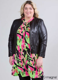 Magna Lederlook Jas Zwart