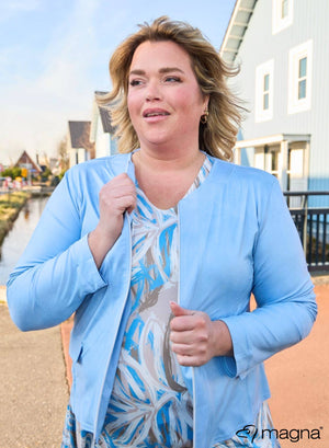 Magna Leather Look Jacket Sky Blue