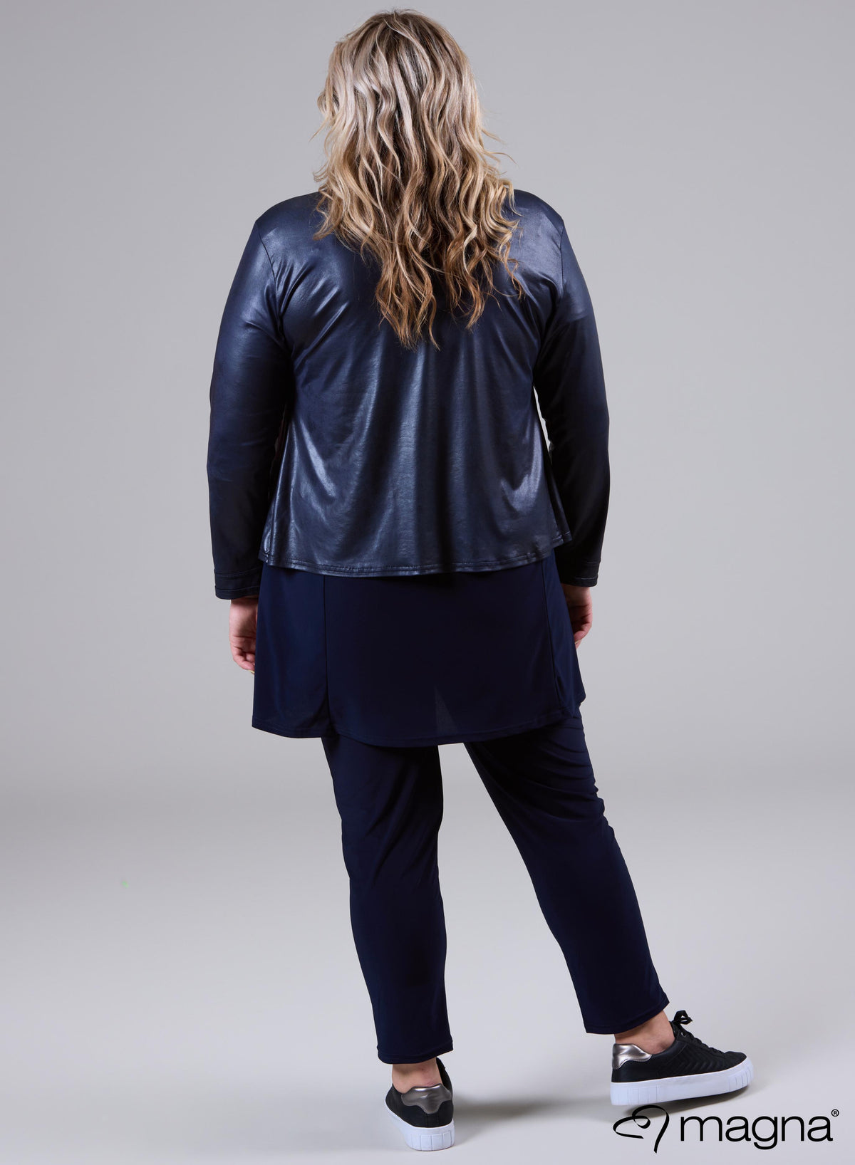 Magna Leather Look Jacket Navy