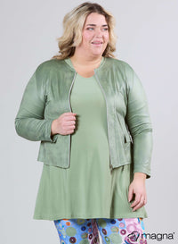 Magna lederlook Jasje L. Khaki