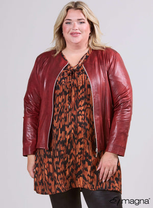 Magna Leather Look Jacket Rust