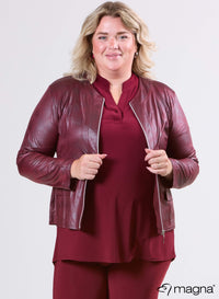 Magna Lederlook Jas Wijn Rood