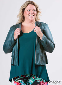 Magna Lederlook Jas Flessengroen