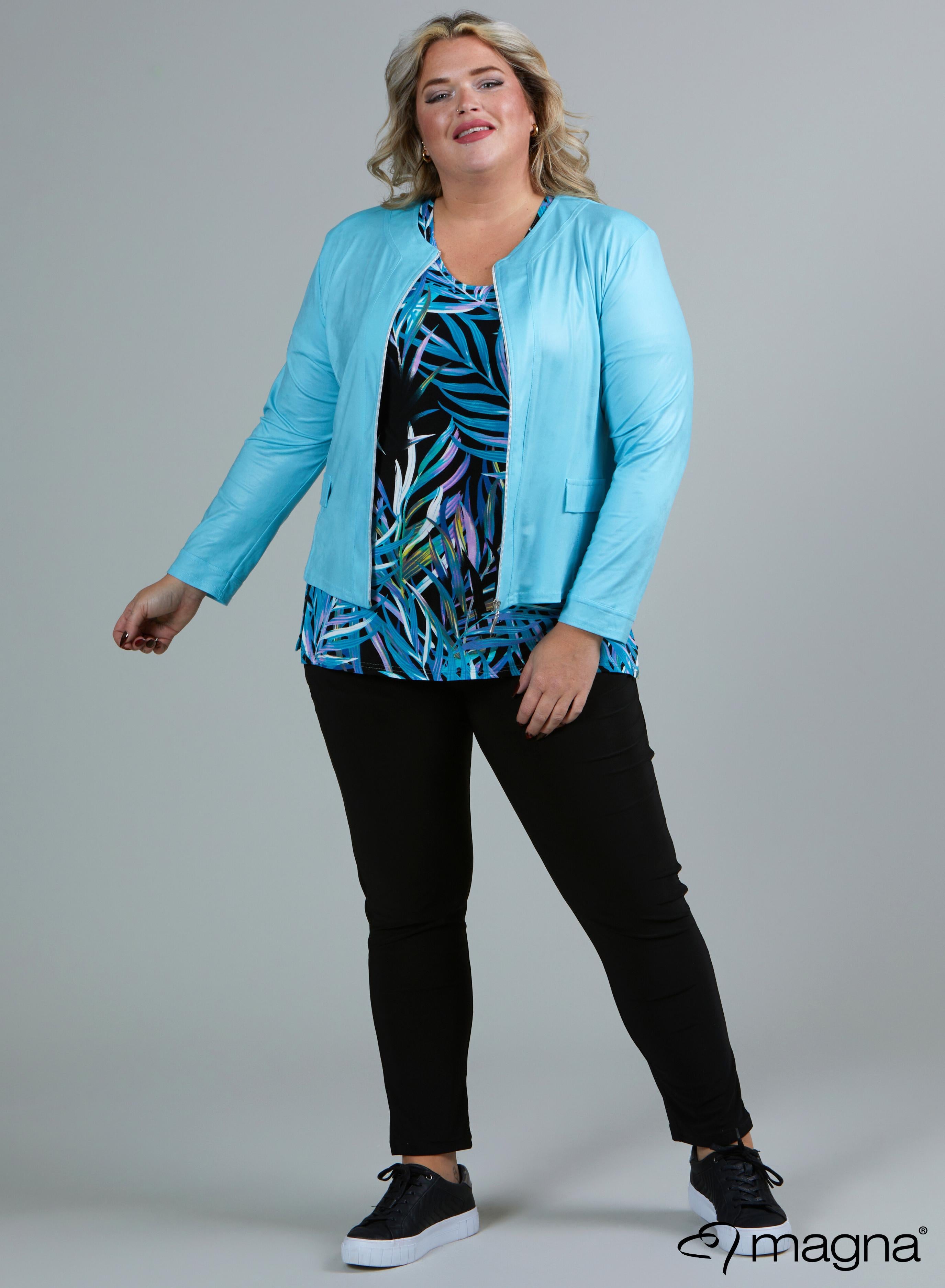 Magna leren look jas aqua