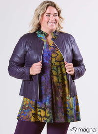 Magna Lederlook Jas Donkerpaars