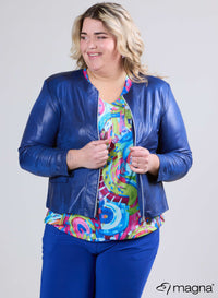 Magna Lederlook Jas Koningsblauw