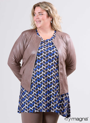 Magna Leather Look Jacket Taupe